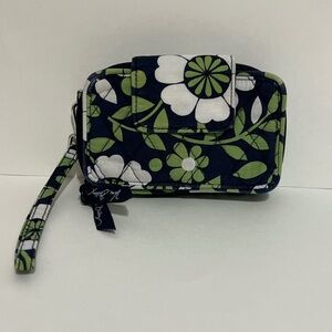 Retired Vera Bradley Lucky You Wristlet Smart Phone Wallet GUC Navy Green White